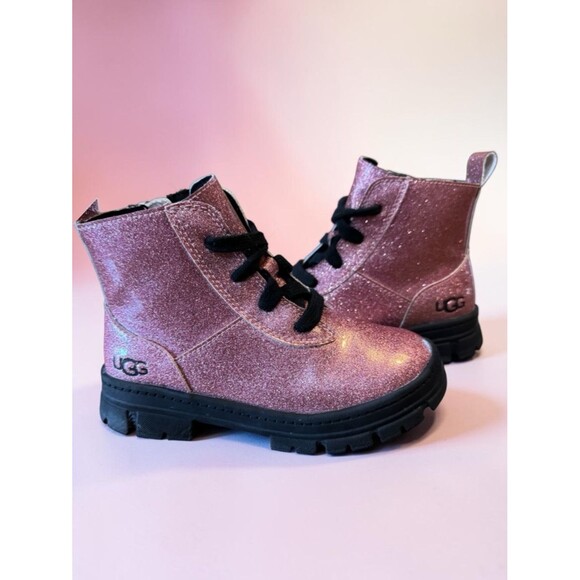 UGG Other - SOLD-UGG Ashton Lace-Up Glitter Pink Combat Boots Kids' Size 12